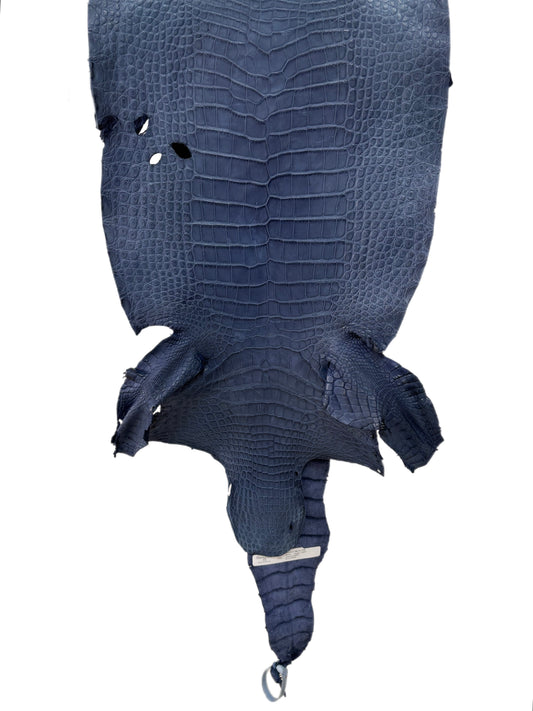 38 cm Grade 3/4 Indigo Matte Wild American Alligator Leather - Tag: LA23-0051855