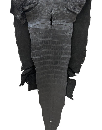 54 cm Grade 3/4 Black Matte Wild American Alligator Leather - Tag: LA19-0010613