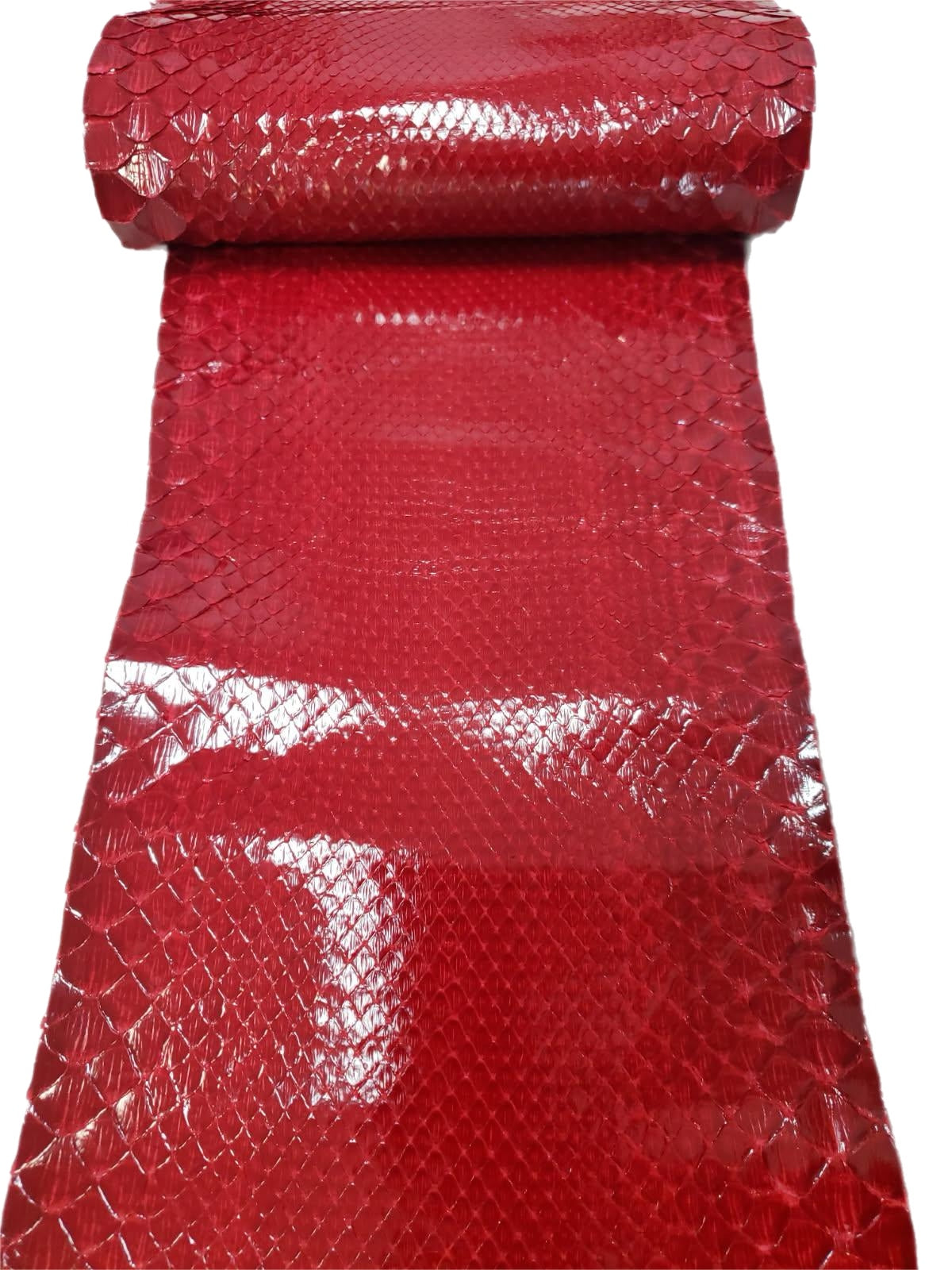 2 Pieces- 1.2 & 0.9 M Front Cut Red Glazed Python Leather