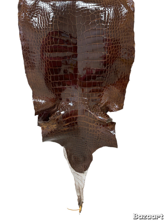 48 cm Grade 4/5 Brown Glazed Wild American Alligator Leather - Tag: LA23-0000185
