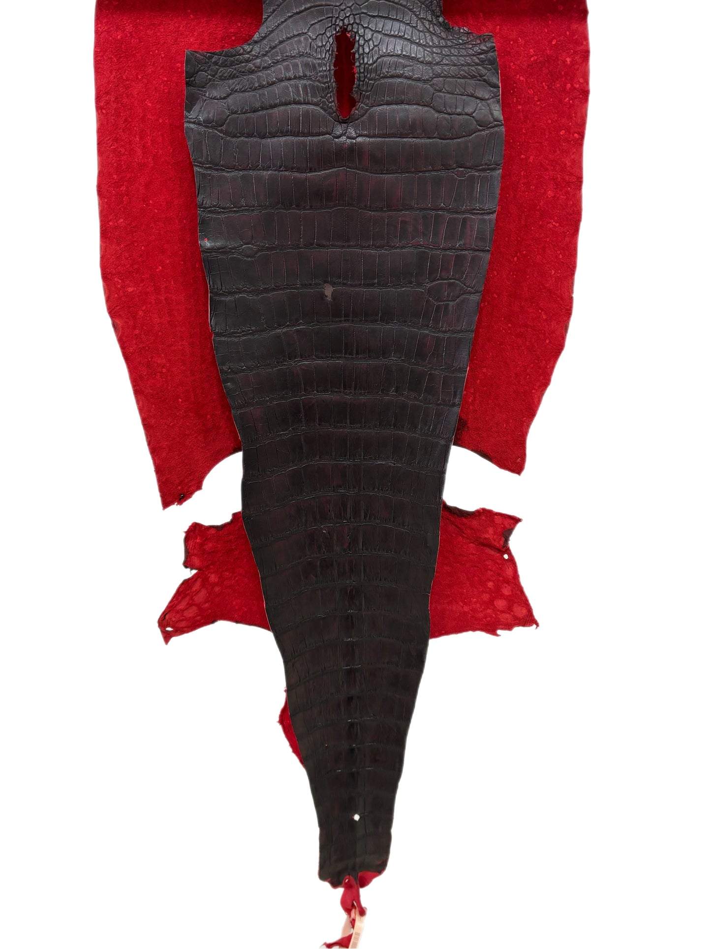 40 cm Grade 2/3 Black Cherry Matte Wild American Alligator Leather - Tag: LA23-0004854