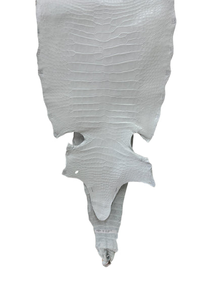 44 cm Grade 2/3 White Matte Wild American Alligator Leather - Tag: MS24-0000773