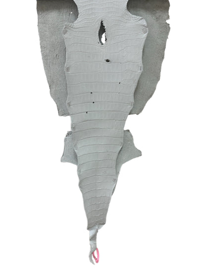 46 cm Grade 4/5 White Matte Wild American Alligator Leather - Tag: MS24-0000618