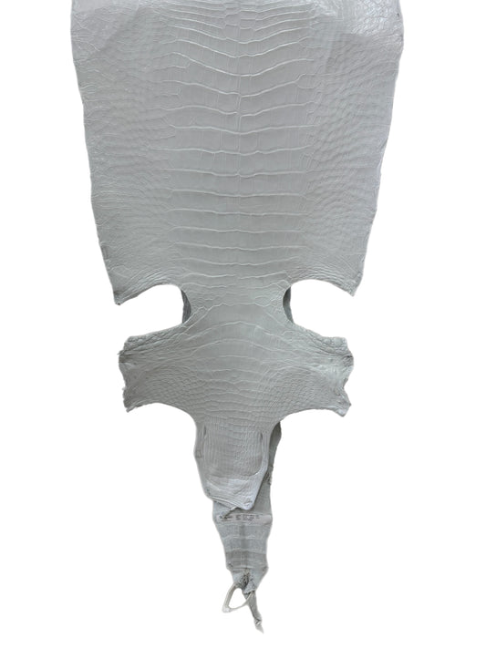 40 cm Grade 2/3 White Matte Wild American Alligator Leather - Tag: LA23-0028496
