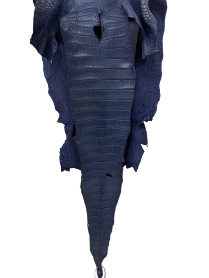 38 cm Grade 1/2 Navy Blue Desert Wild American Alligator Leather - Tag: LA18-0030650