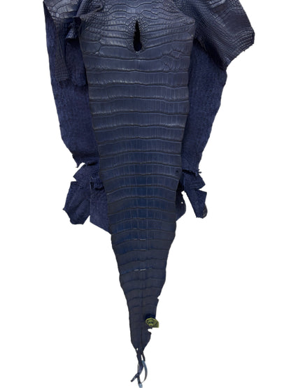 37 cm Grade 1/2 Navy Blue Desert Wild American Alligator Leather - Tag: LA17-0013239