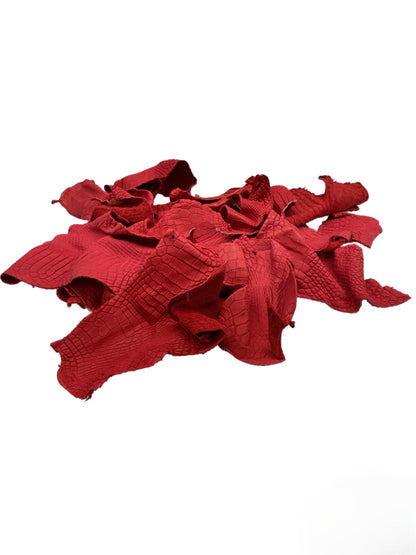 Genuine Alligator Leather Scraps Per Pound - Unfinished Red