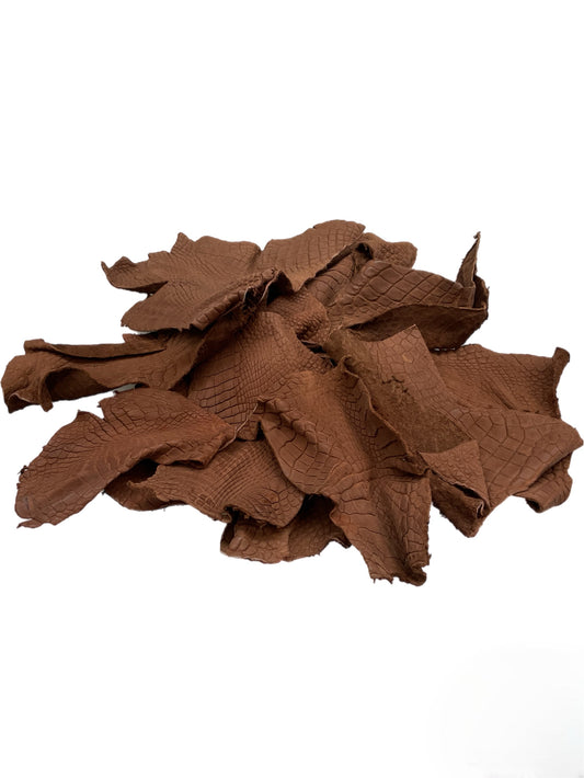 Genuine Alligator Leather Scraps Per Pound - Unfinished Kango Tabac