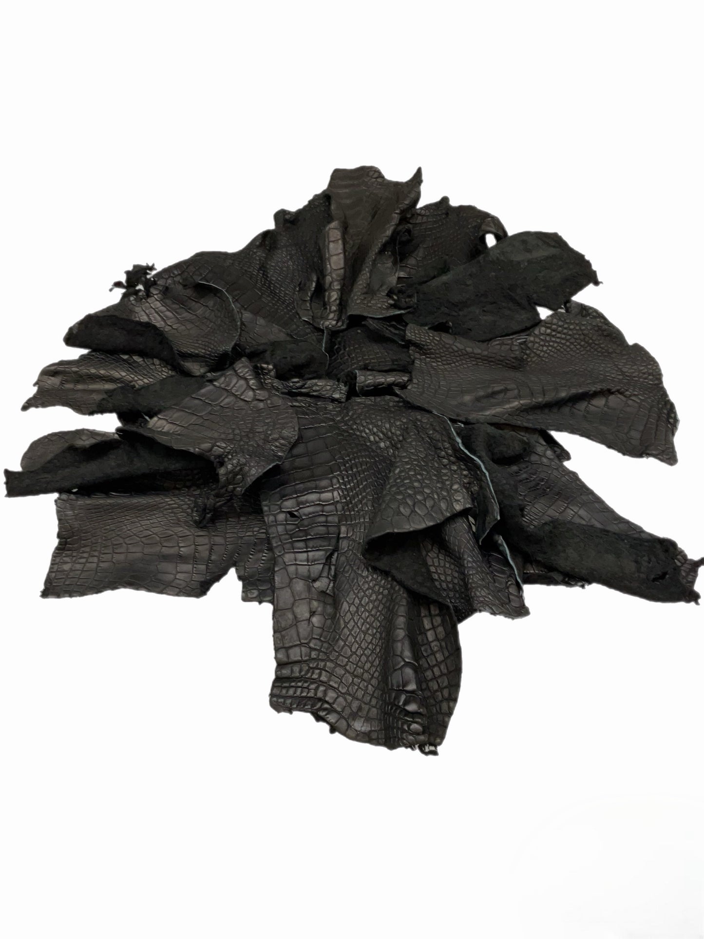 Genuine Alligator Leather Scraps Per Pound - Unfinished Black