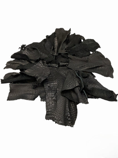 Genuine Alligator Leather Scraps Per Pound - Unfinished Black