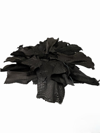 Genuine Alligator Leather Scraps Per Pound - Unfinished Black