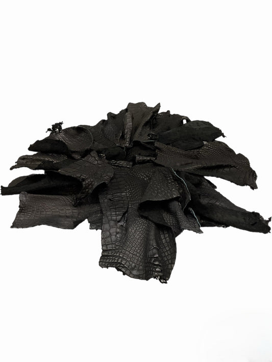 Genuine Alligator Leather Scraps Per Pound - Unfinished Black