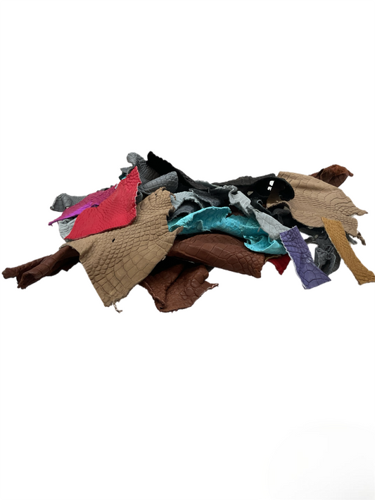 Genuine Alligator Leather Scraps Per Pound - Unfinished Mixed Colors