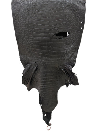 50 cm Grade 4/5 Black Matte Wild American Alligator Leather - Tag: LA24-0031494