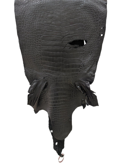 50 cm Grade 4/5 Black Matte Wild American Alligator Leather - Tag: LA24-0031494