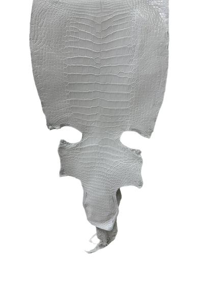 41 cm Grade 2/3 White Matte Wild American Alligator Leather - Tag: LA23-0015499