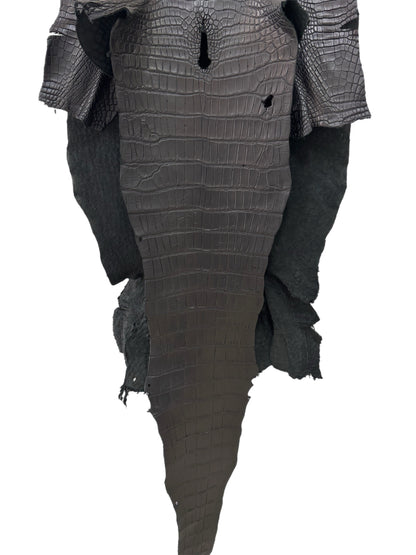44 cm Grade 3/4 Black Matte Wild American Alligator Leather - Tag: LA18-0036179