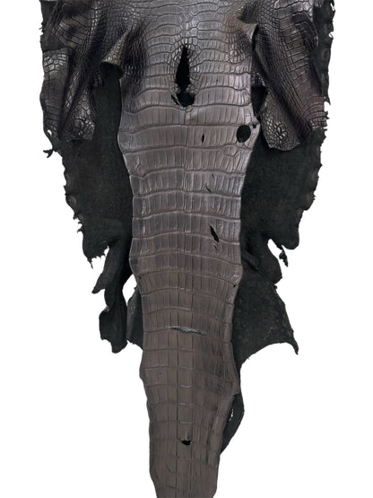 43 cm Grade 3/4 Black Matte Wild American Alligator Leather - Tag: LA23-0027044