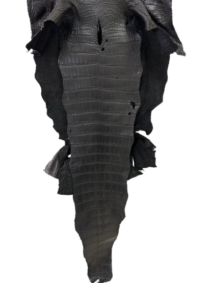 38 cm Grade 3/4 Black Matte Wild American Alligator Leather - Tag: MS24-0000584