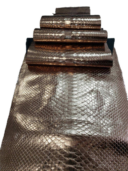 3.1 M Back Cut Light Gold Metallic Python Leather