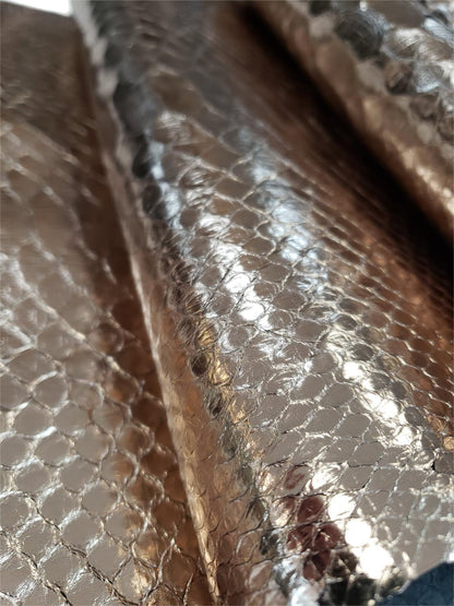 3.1 M Back Cut Light Gold Metallic Python Leather
