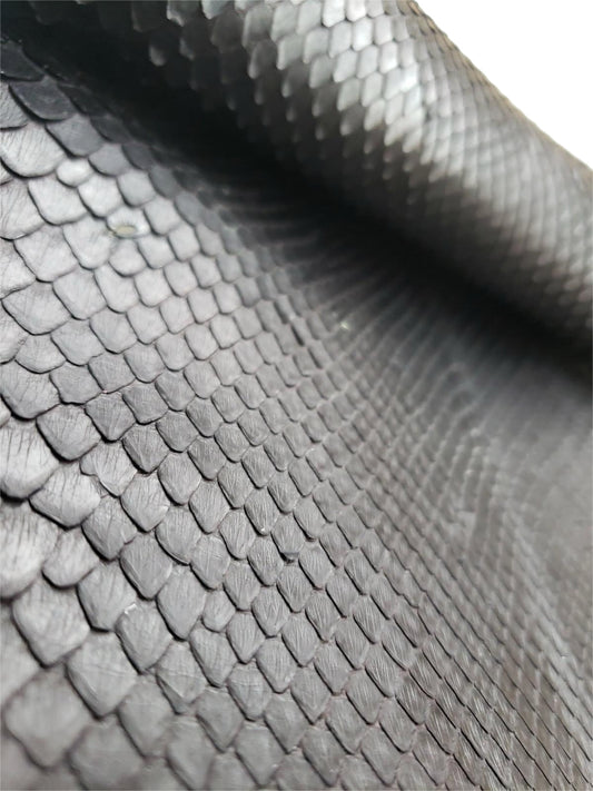 1.2 M Black Matte Front Cut Python Leather