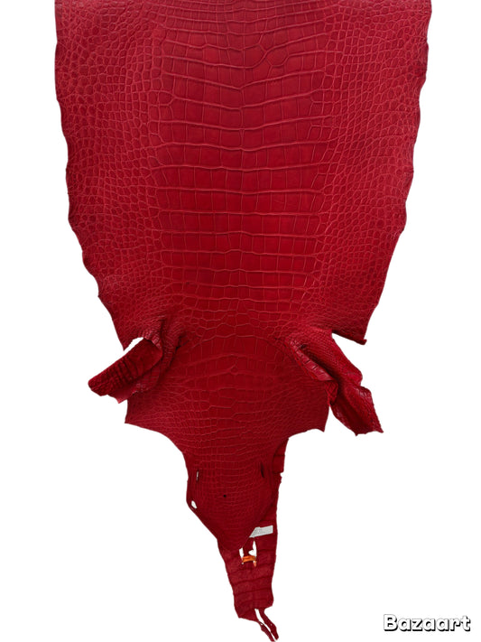 49 cm Grade 3/4 Candy Apple Red Matte Wild American Alligator Leather - Tag: LA22-0031141