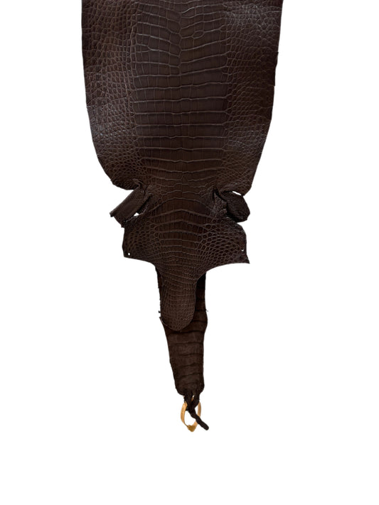28 cm Grade 2/3 Chocolate Matte Wild American Alligator Leather - Tag: LA23-0027053