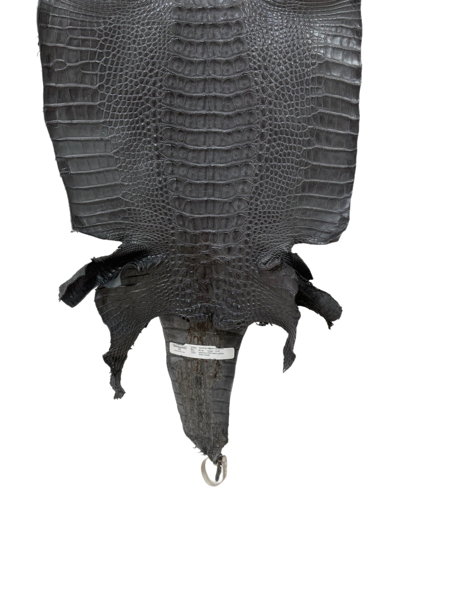 36 cm Grade 2/3 Serpentine Grey Matte Farm-Raised American Alligator Leather - Tag: LA23-0377037