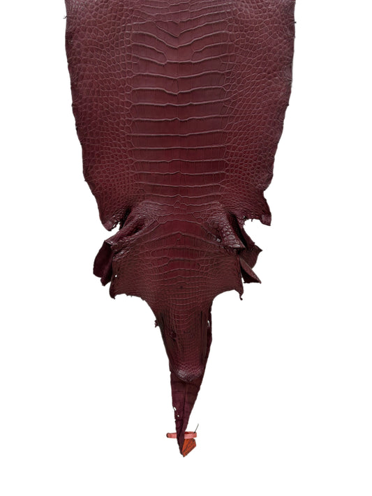 34 cm Grade 1/2 Bordeaux Matte Wild American Alligator Leather - Tag: LA17-0034434