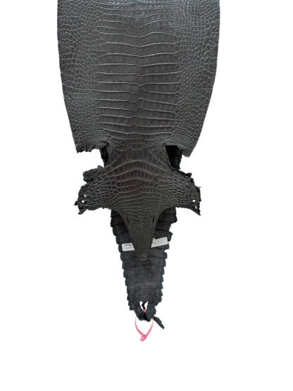 26 cm Grade 1 Gunmetal Matte Farm-Raised American Alligator Leather - Tag: FL21-0024616