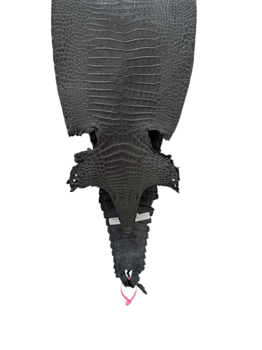 26 cm Grade 1 Gunmetal Matte Farm-Raised American Alligator Leather - Tag: FL21-0024616
