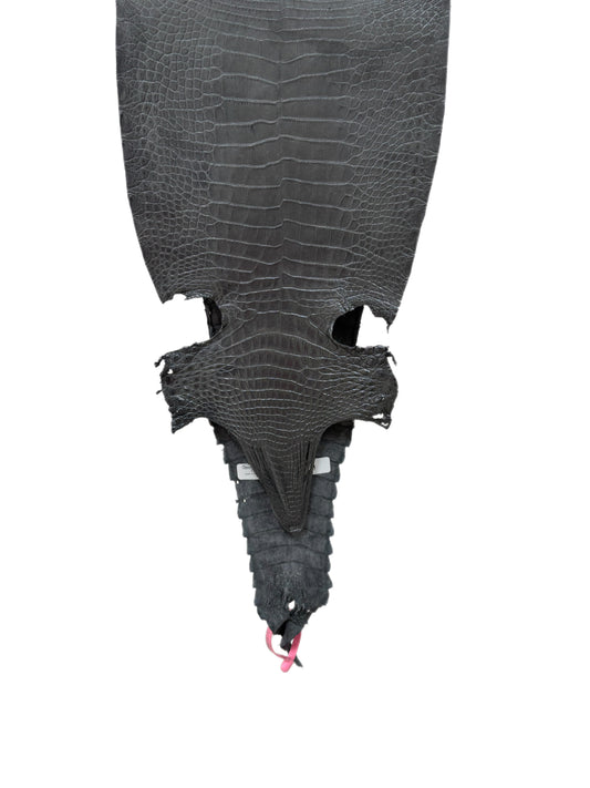 27 cm Grade 2/3 Gunmetal Matte Farm-Raised American Alligator Leather - Tag: FL21-0024462