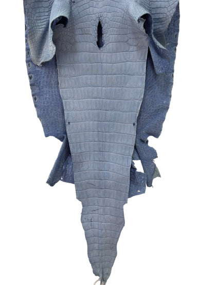 45 cm Grade 4/5 Carolina Blue Matte Wild American Alligator Leather - Tag: LA23-0027224