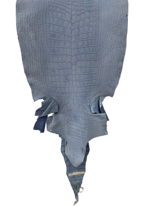 45 cm Grade 4/5 Carolina Blue Matte Wild American Alligator Leather - Tag: LA23-0027224