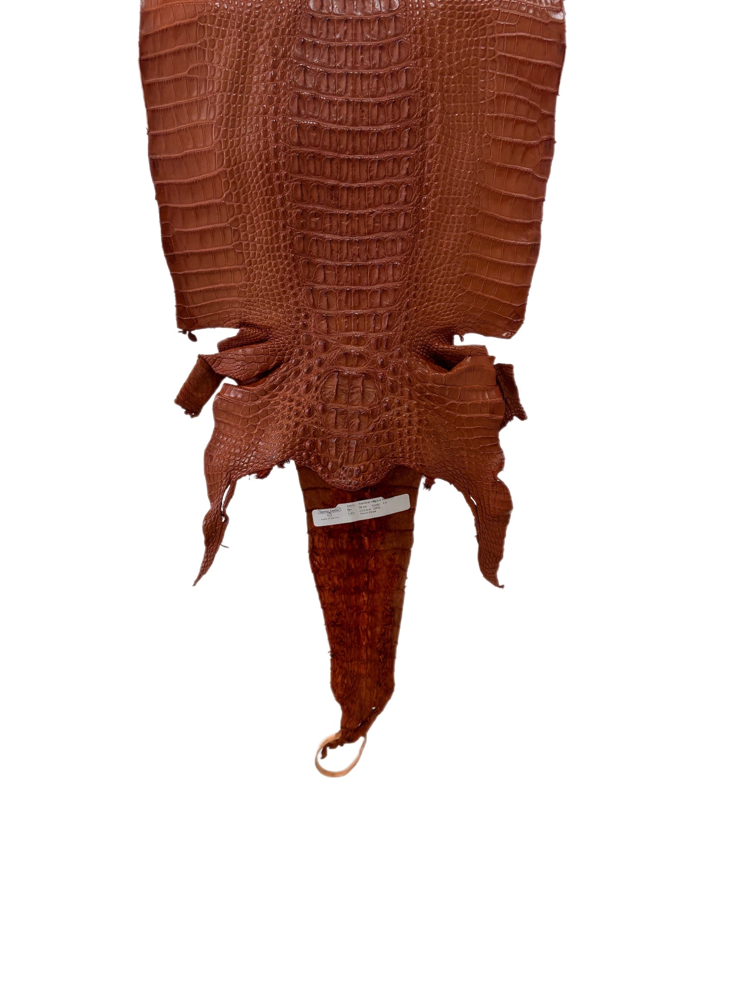 33 cm Grade 1/2 Cognac Matte Farm-Raised American Alligator Hornback Leather - Tag: LA23-0377001