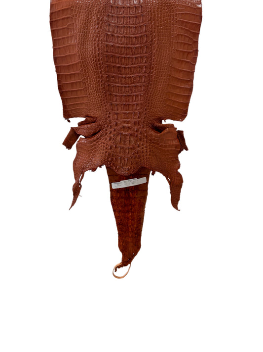 33 cm Grade 1/2 Cognac Matte Farm-Raised American Alligator Hornback Leather - Tag: LA23-0377001
