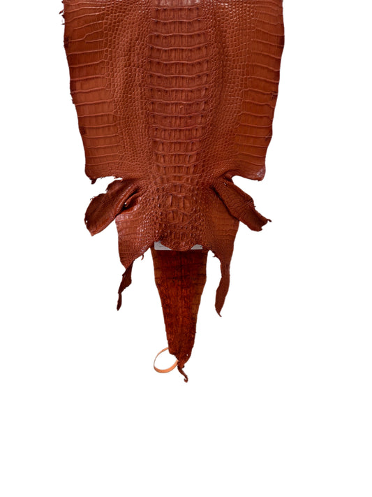 31 cm Grade 1/2 Cognac Matte Farm-Raised American Alligator Hornback Leather - Tag: LA23-0377190