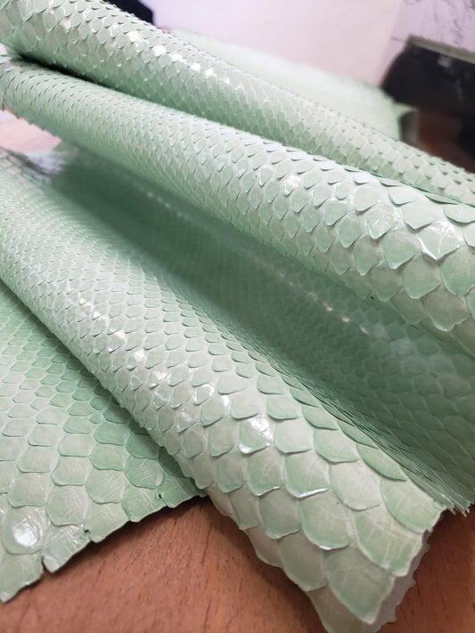2.1 M Mint Green Glazed Front Cut Python Leather