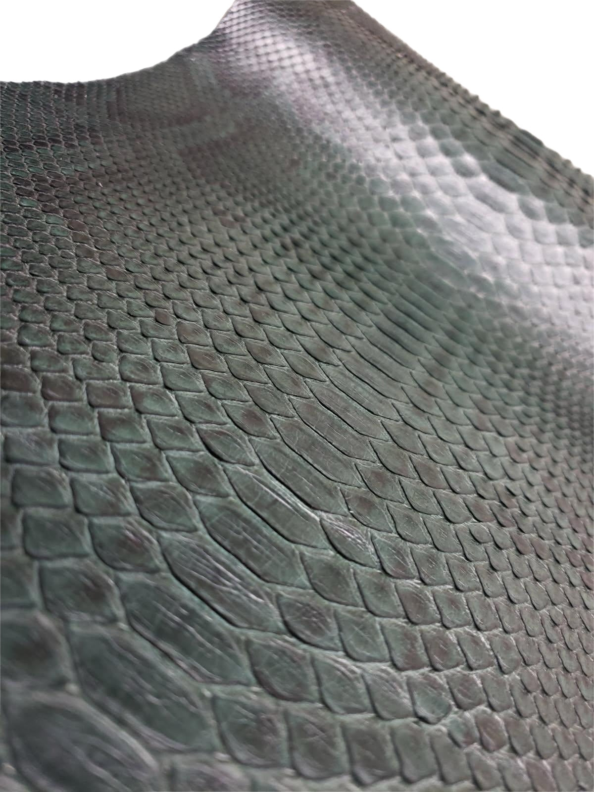 2.1 M Forest Green Matte Back Cut Python Leather with Markings