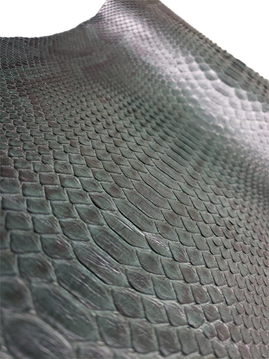 2.1 M Forest Green Matte Back Cut Python Leather with Markings