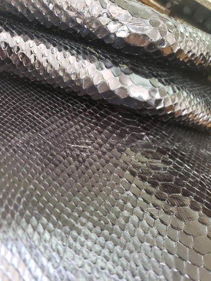 1.2 M Black Glazed Back Cut Python Leather
