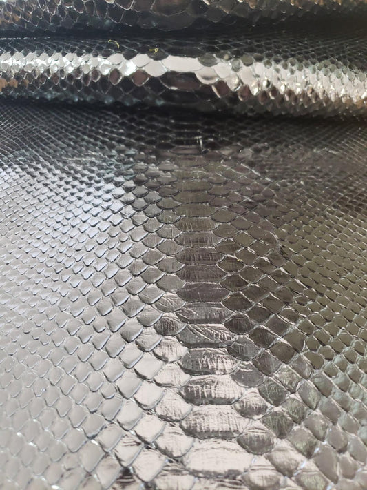 1.2 M Black Glazed Back Cut Python Leather