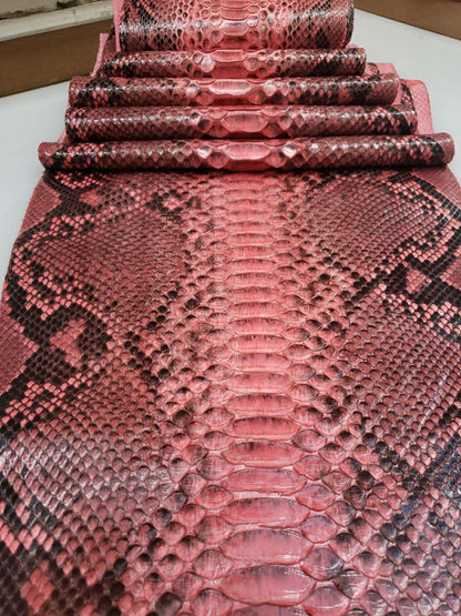 3.6 M Back Cut Pink Glazed Python Leather With Markings