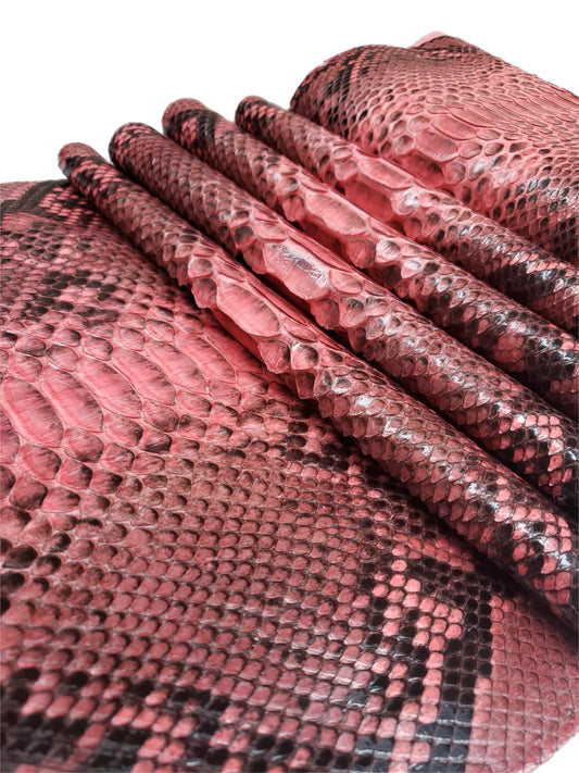 3.6 M Back Cut Pink Glazed Python Leather With Markings