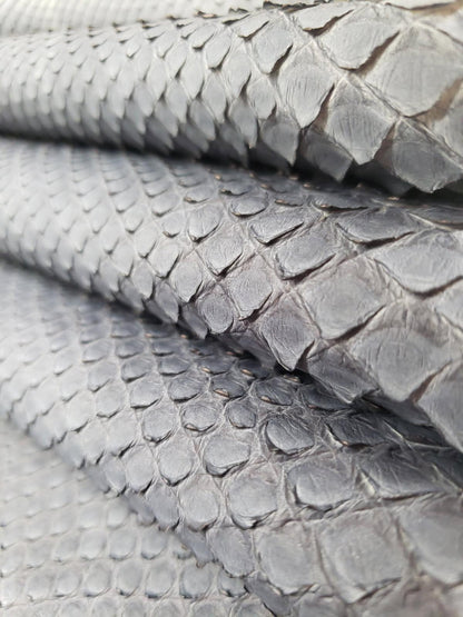 2.4 M Front Cut Faded Blue Jean Matte Python Leather