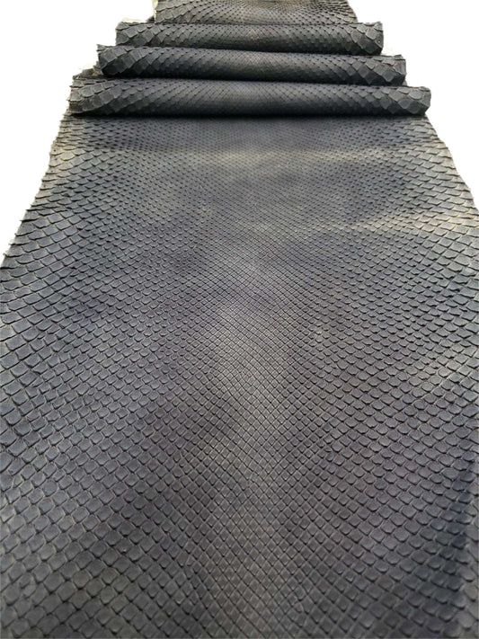 2.4 M Front Cut Faded Blue Jean Matte Python Leather