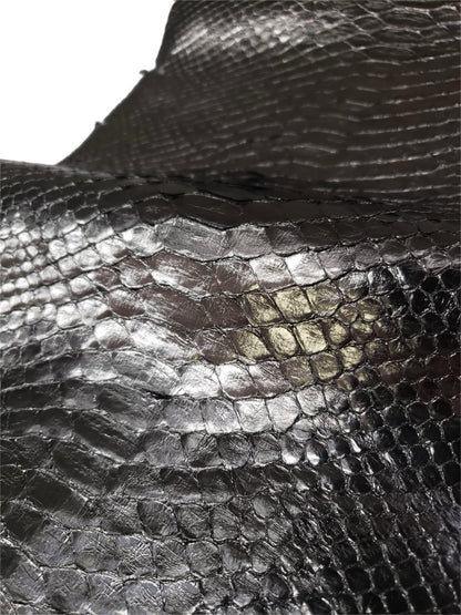1.5 M Black Glazed Back Cut Python Leather