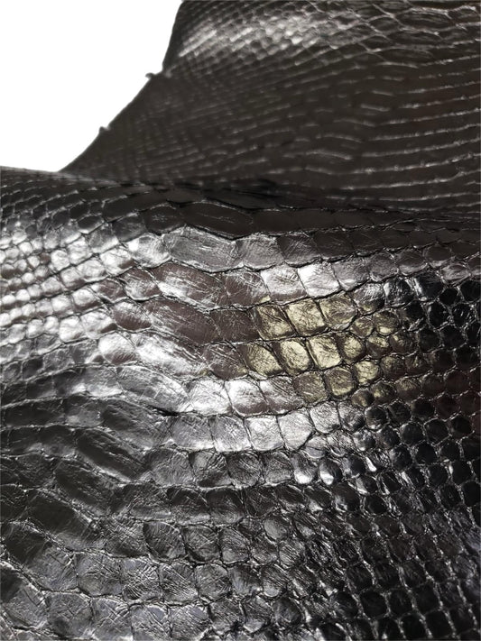 1.5 M Black Glazed Back Cut Python Leather