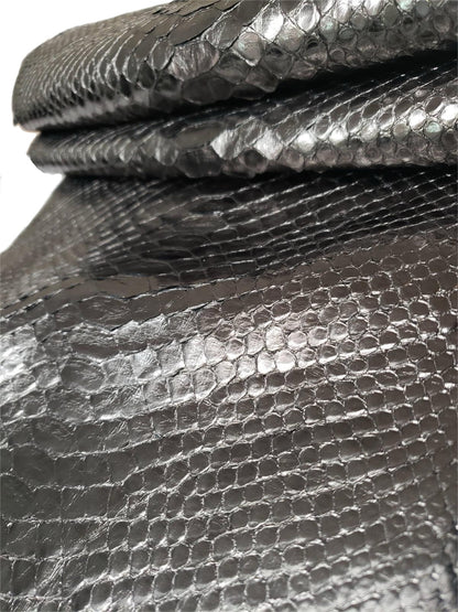 1.5 M Black Glazed Back Cut Python Leather